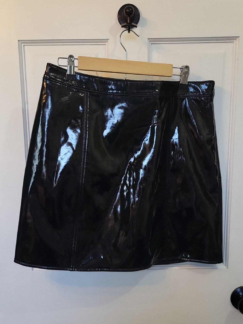 J. Crew Factory Black Patent Faux Leather Mini Skirt